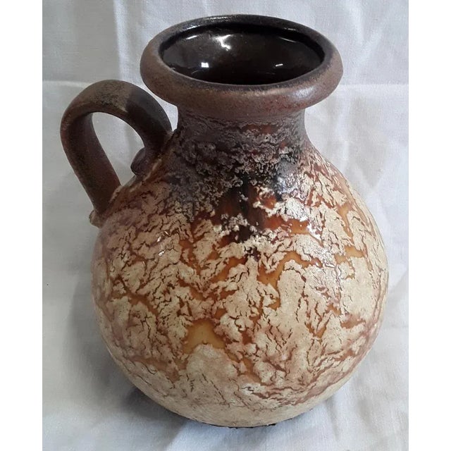 Vintage German Brown Beiger Glaze Ceramic Vase from Scheurich, 1980s For Sale - Image 4 of 4