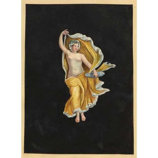 Circle of Michelangelo Maestri, Allegorical Dancer Pompeii Fresco, Early 1800s, Gouache For Sale - Image 4 of 4