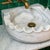 White Marble Scalloped Wall Mounted Sink, Handcrafted Luxury Stone Bathroom Vanity Basin For Sale - Image 9 of 9