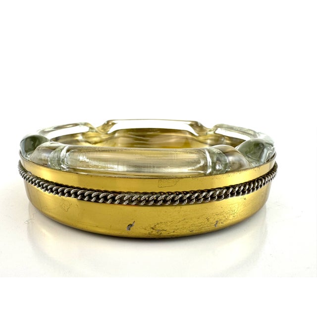 1960s Mid-Century Italian Glass and Brass Ashtray With Twisted Rope Detail For Sale - Image 10 of 17