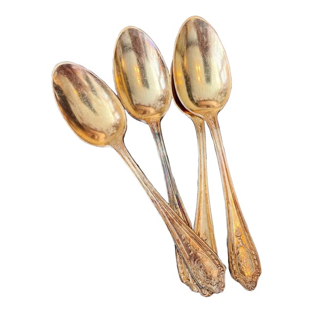 Set of 4 Gilt Over Silver Teaspoons From the Biltmore Hotel Nyc For Sale