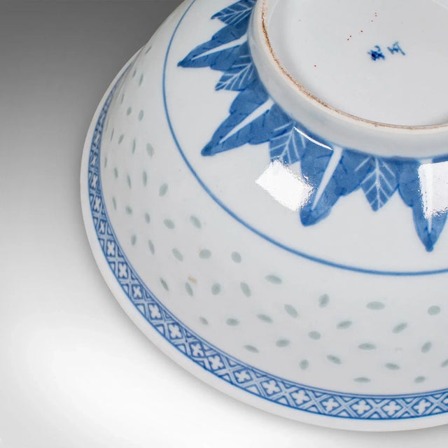 Blue Vintage Display Bowl, Oriental Ceramic, Decorative, Serving Dish, Art Deco, 1930 For Sale - Image 8 of 10