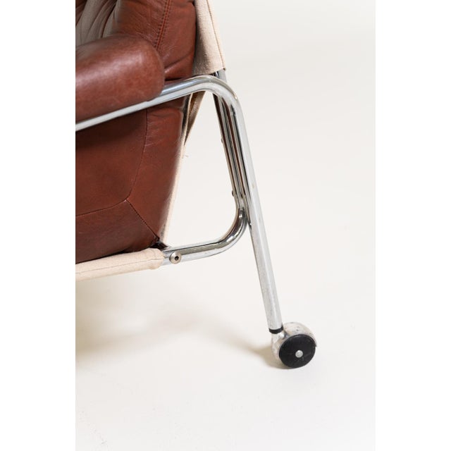 Leather and Chromed Steel Lounge Chair, Sweden, 1960s For Sale - Image 3 of 11