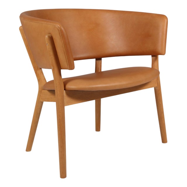 Model ND82 Lounge Chair in Full Grain Leather and Oak by Nanna Ditzel, 2010s For Sale