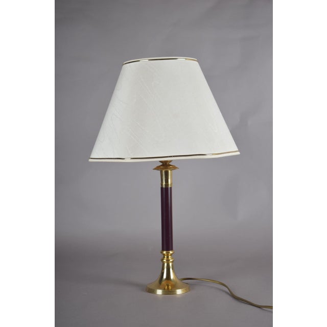 Vintage Brass Table Lamp with Burgundy Column, 1950s For Sale - Image 6 of 11