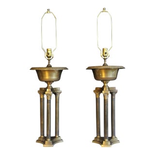 1920s Corinthian Versace Style Table Lamps - A Pair For Sale