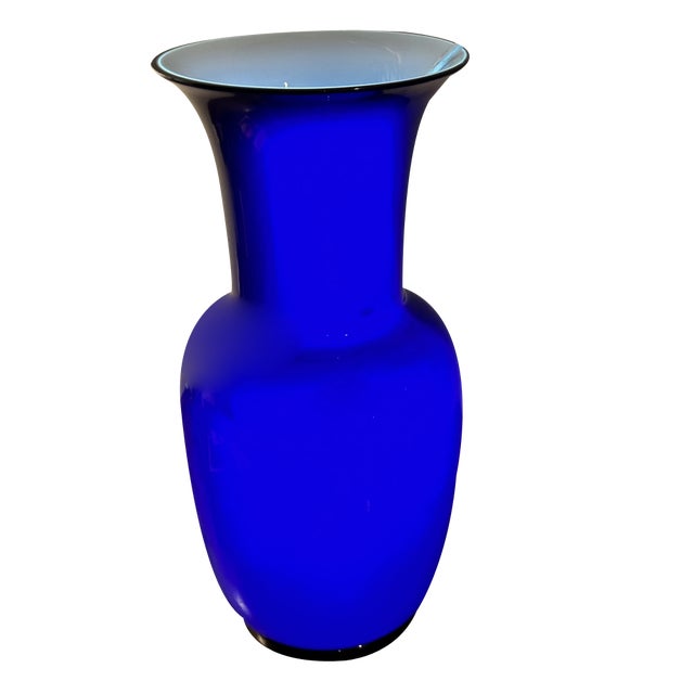Blue Opaline Glass Vase from Venini, 1986 For Sale
