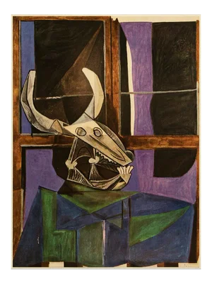 Circa 1969 After Pablo Picasso "Still Life - Ox's Skull" Full Color Print From Italy