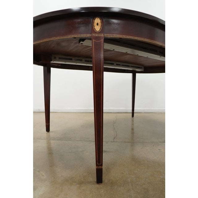 Vintage Stickley Federal Style Inlaid Mahogany Dining Room Table For Sale - Image 13 of 18