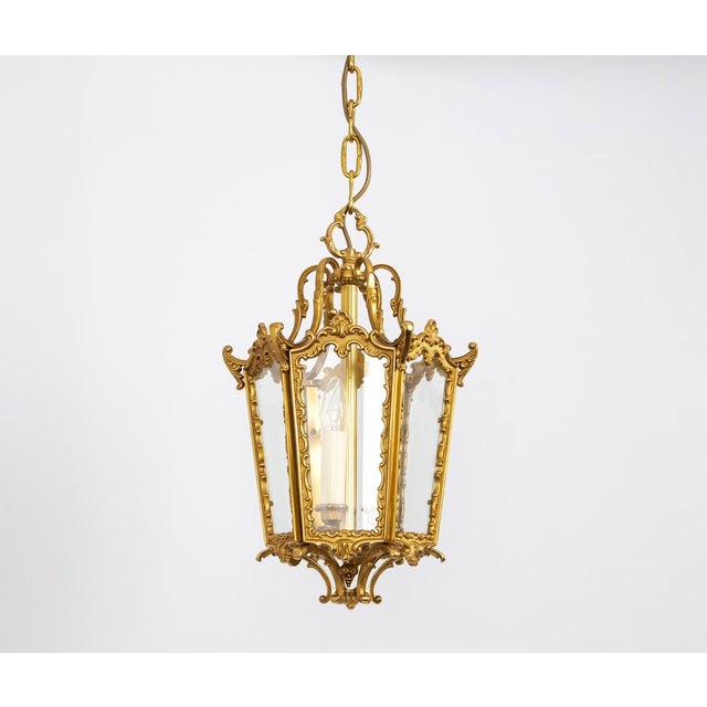 Brass Lantern Pendant Light, Germany, 1960s For Sale - Image 3 of 11