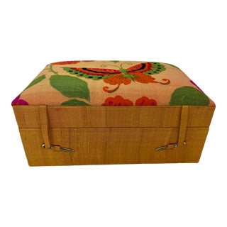 Late 20th Century Hand Woven Thai Silk Colorful Butterfly Trinket Jewelry Box. For Sale