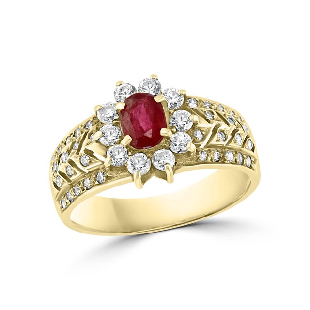 0.50 Carat Natural Ruby and Diamond 14 Karat Yellow Gold Ring For Sale - Image 14 of 18