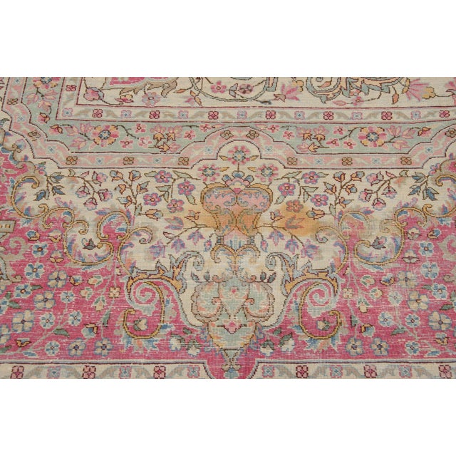 Pink Vintage Bulgarian Kerman Design Square Carpet - 12' x 12'4" For Sale - Image 8 of 11