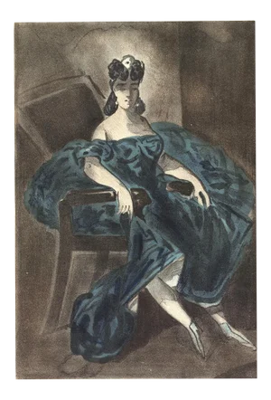 1939 Lena Leclercq 'Les Femmes Dans L'atelier' Vintage Blue France Lithograph