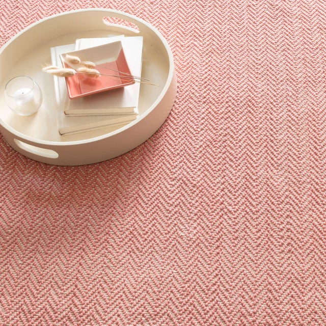 Contemporary Dash & Albert by Annie Selke Herringbone Coral Woven Cotton Rug, 7' 6" x 9' 6" For Sale - Image 3 of 6
