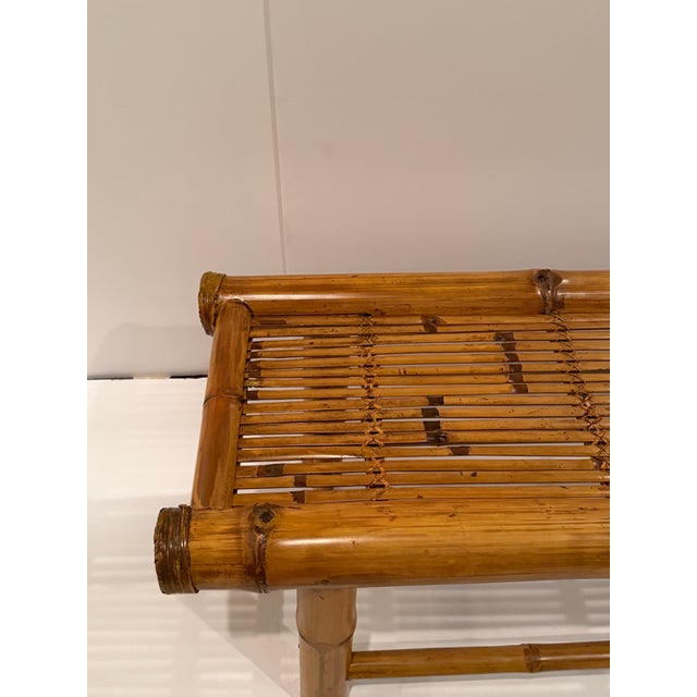 Bamboo & Rattan Midcentury Modern Bench For Sale - Image 10 of 11