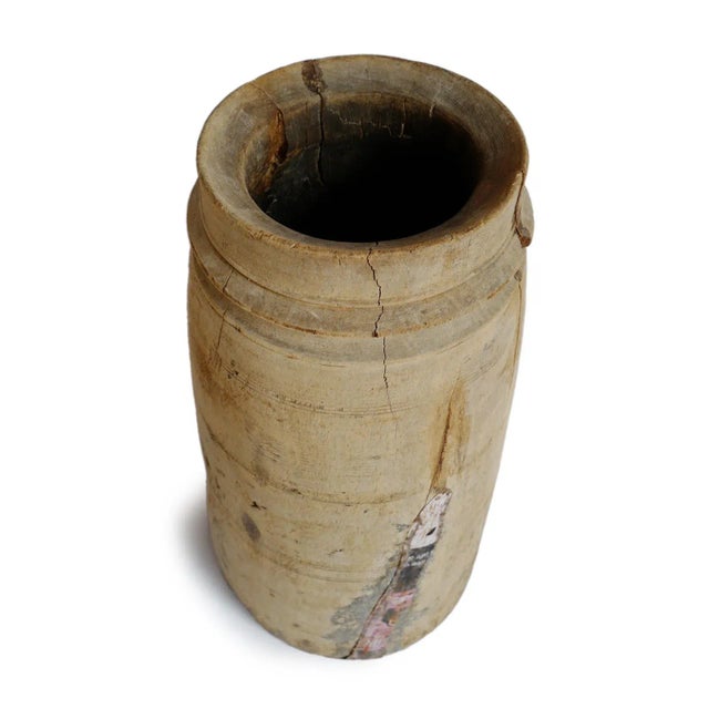 Indian Vintage Old India Wood Lassi Pot For Sale - Image 3 of 6