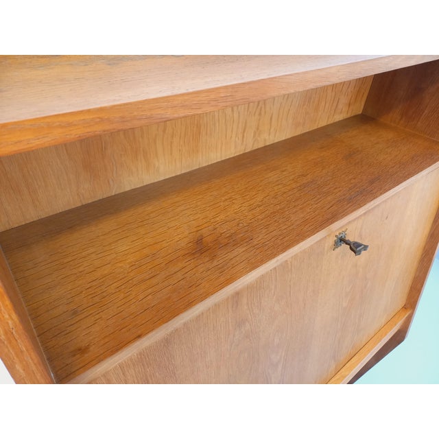 Vintage Oak Bookcase with Secretary, 1960s For Sale - Image 15 of 18