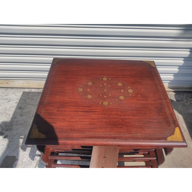 Late 20th Century Edward Wormley Style Magazine Tree With Brass Inlay For Sale In Houston - Image 6 of 7