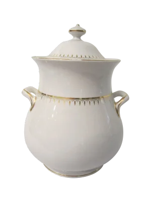 White & Gold Jar With Lid