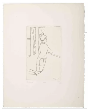 Benn alias Bencjon Rabinowicz, Girl at the Window, Original Etching, 1987