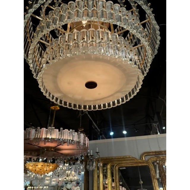 Modern Murano Glass and Brass Multi-Tier Drum Chandelier For Sale In Dallas - Image 6 of 8