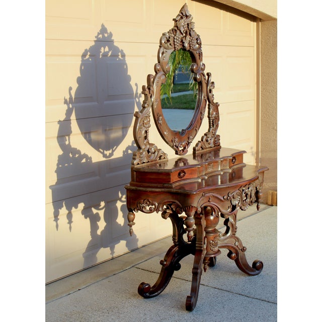 Early 19th-Century Rococo Revival Style Hand-Carved Vanity With Trefoil ...