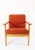 Easy chair in oak red wool fabric designed by hans j. Wegner and manufactured by getama in the 1960s. The chair is in...