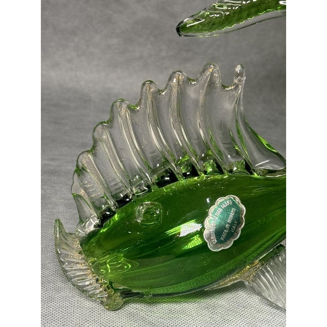 1960s Green Murano Glass Fish Sculpture with Gold, 1960s For Sale - Image 5 of 11