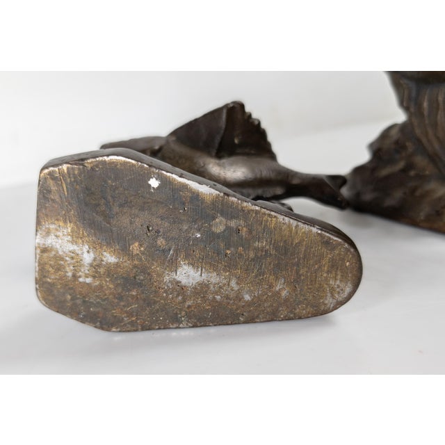 Mid-Century Pair of Cast Iron Bronzed Angel Fish Form Bookends For Sale - Image 11 of 11