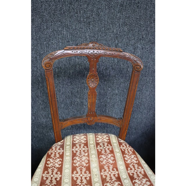 (6) Victorian Carved Walnut Dining Chairs For Sale - Image 9 of 11