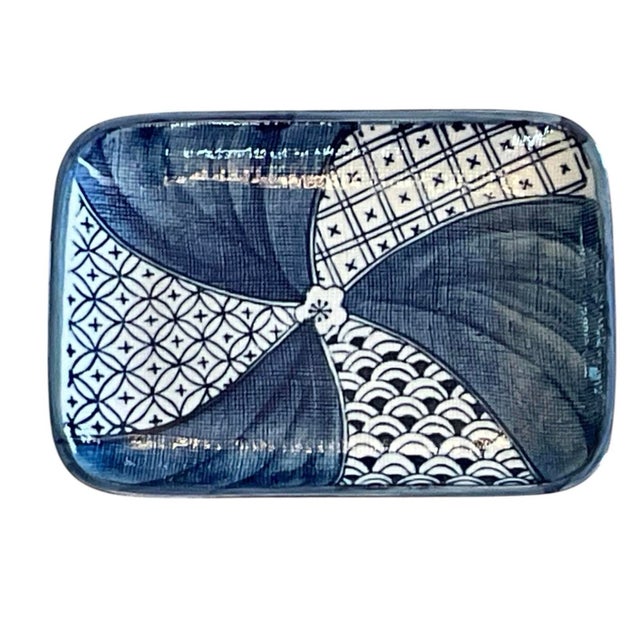 1980s Japanese Blue & White Ceramic Sushi Snack Plates, Made in Japan for Takahashi For Sale - Image 6 of 9
