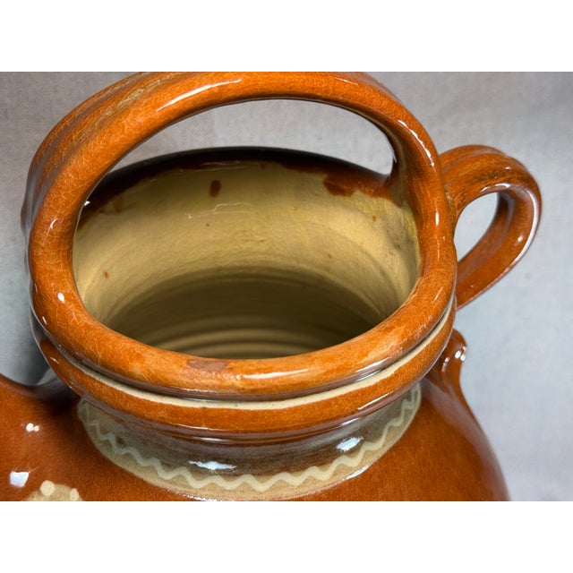 French Artisan Pottery Harvest Jug — Hand-Thrown Terracotta Glazed Vessel, 2003 Grape Harvest Commemorative For Sale - Image 4 of 16