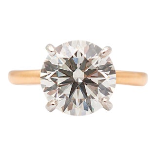 Ladies 18K Rose & White Gold IGI 4.15ct I VVS2 Lab Grown Diamond Solitaire Engagement Ring For Sale