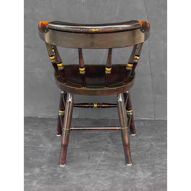 American Ebonized Captain's Chair With Federal Style Eagle and Stars For Sale - Image 10 of 18