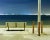 Contemporary Night Photograph "Bench and Poles" by John Vias For Sale