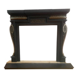 Vintage Cast Iron Fireplace Mantel- Surround For Sale
