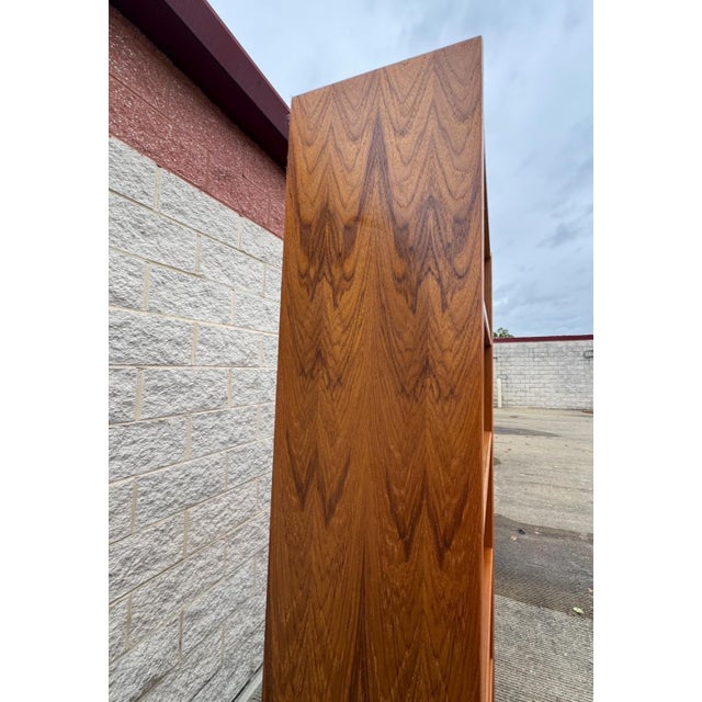 Wood Pair of Tall Mid-Century Modern Scandinavian Bookcases, 83.5" Tall For Sale - Image 7 of 12