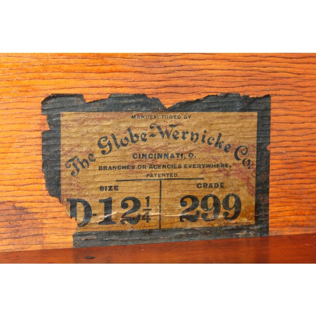 Antique Globe-Wernicke 3-Tier Tiger Oak Barrister Bookcase – Grade 299 For Sale - Image 16 of 17