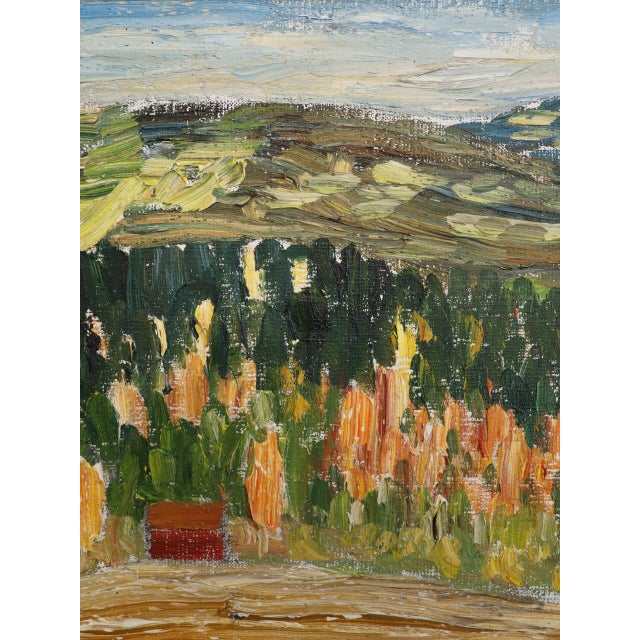 1971 Modernist 'The Hills Beyond' Vintage Original Swedish Expressive Landscape Oil Painting, Framed For Sale - Image 9 of 13