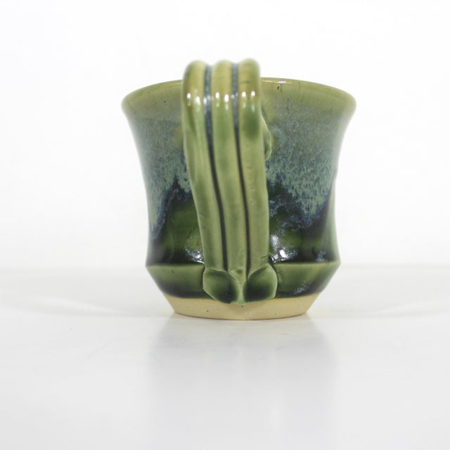 Green Vintage Signed Handmade Studio Pottery Coffee Mug For Sale - Image 8 of 10
