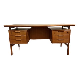 Omann Jun Danish Vintage Model 75 Teak Desk For Sale