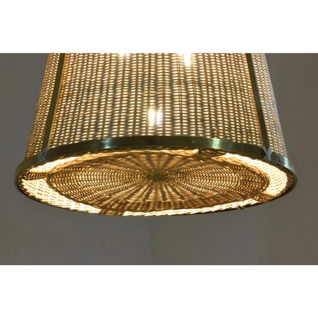 Caeli-S Handcrafted Brass Rattan Pendant Light Fixture For Sale - Image 9 of 11
