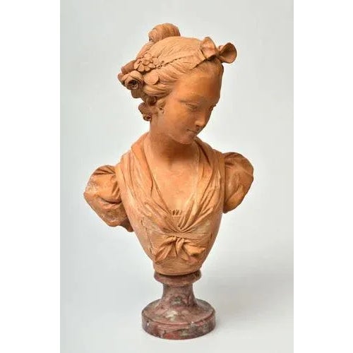 Second half of the 19th century, France. Terekota, marble. Height 42 cm.