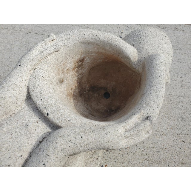 1980s 1980s Whimsical Outdoor Cast Stone Planter of Frog Pulling a Snail Shell For Sale - Image 5 of 11