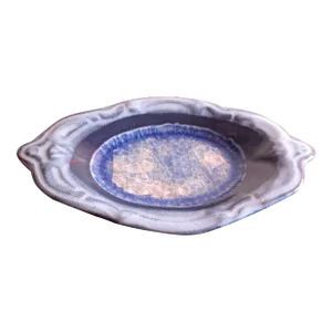 Vintage Cobalt Blue Stoneware Glazed Crackled Glass Trinket Tray