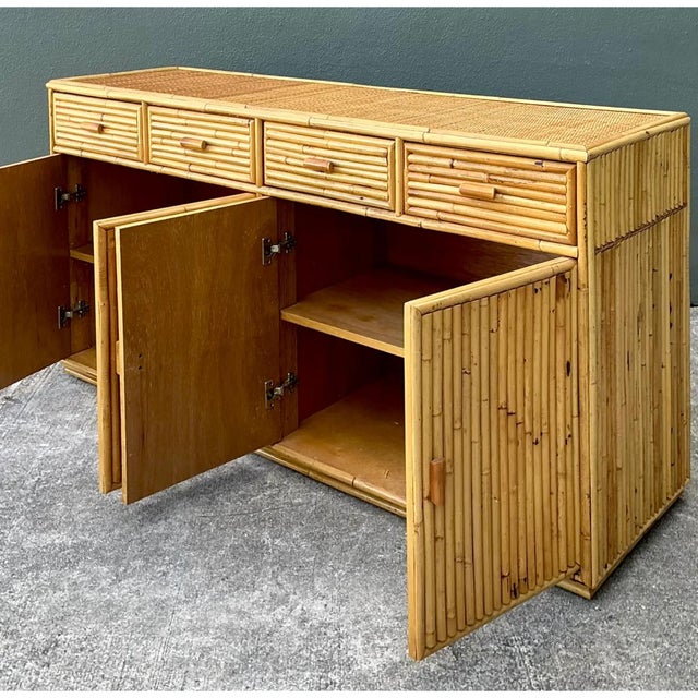 Vintage Stacked Rattan Credenza For Sale - Image 12 of 12