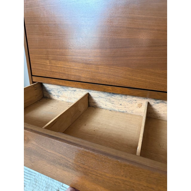 American of Martinsville "Dania" Walnut Modular Bench and Desk/Bar Cabinet Attachment by Merton Gershun For Sale - Image 10 of 12
