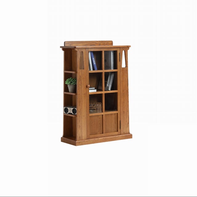 2020s Mission 1 Door Bookcase With Side Shelves - MC For Sale - Image 5 of 10
