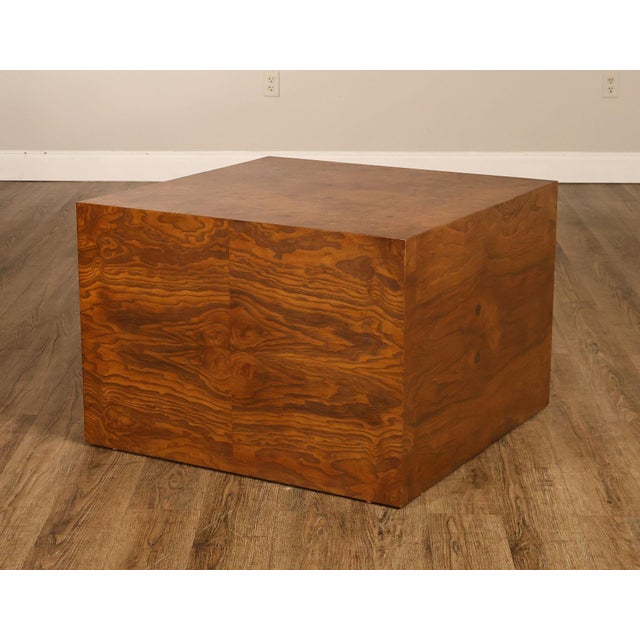 Mid-Century Modern Mid 20th Century Thayer Coggin Milo Baughman Mid Century Modern Burl Wood Cube Side Table For Sale - Image 3 of 18